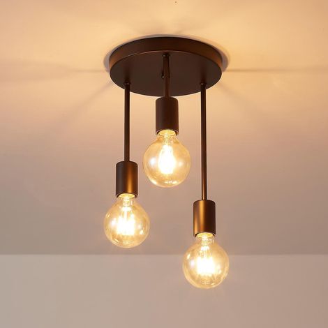 Neoglint AC 220-240V Retro 3 Heads Chandelier Hanging Pendant Lamp E27 Base Socket Holder for Living (1/5)