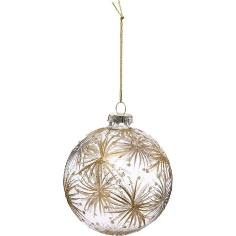 Weihnachtskugel Glas 90 mm Blumenmotiv - Feeric lights & christmas