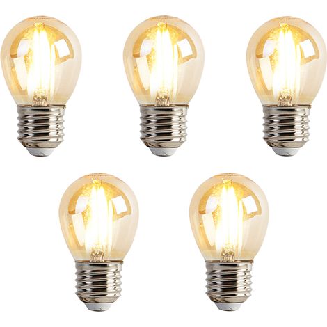 LUEDD Set di 5 lampadine LED dimmerabili E27 P45 Goldline 3,5W 330lm 2100K