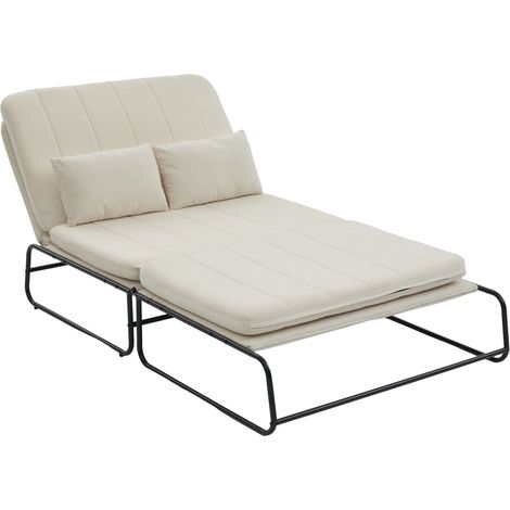 Divano letto 2 posti 104x85x92 cm in ciniglia beige salvaspazio per soggiorno FLORAGRACE (1/5)