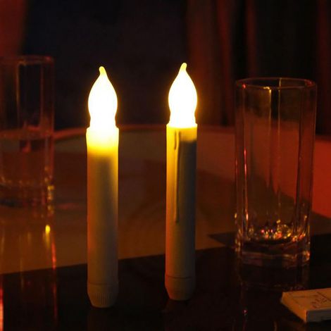 Lot de 12 bougies LED électroniques sans flamme pour les fêtes, Halloween et Noël. (1/4)