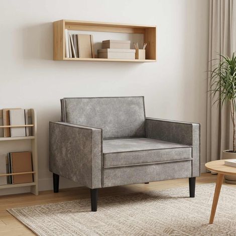 vidaXL Fauteuil XL Gris clair Simili daim (1/5)