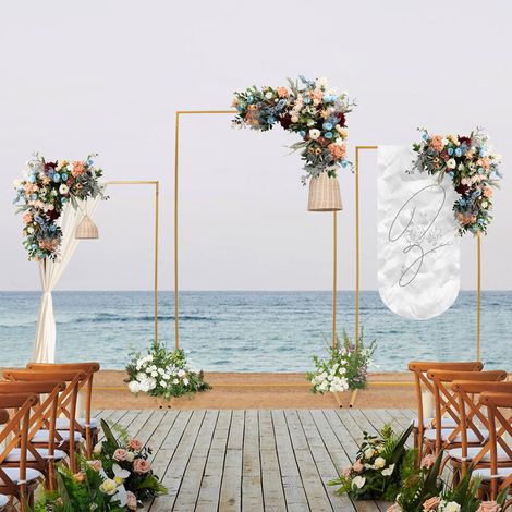 Ensemble de 3 pièces Metal Party background stand Golden Wedding stand support décoratif de mariage (1/5)