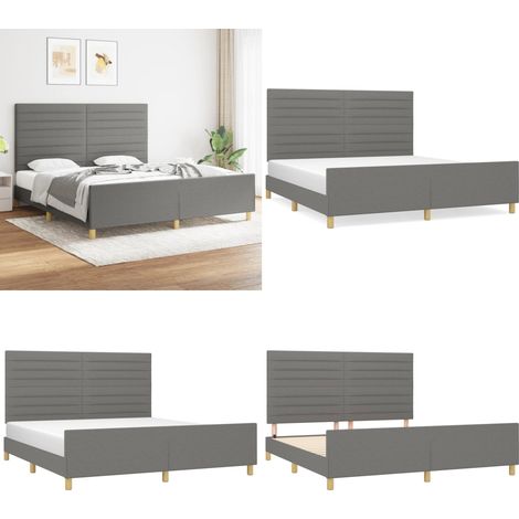 Bettgestell ohne Matratze Dunkelgrau 180x200 cm Stoff - Bettsofa - Doppelbett - Boxspringbetten - Lattenrost - Holzrahmen - Home & Living (1/5)