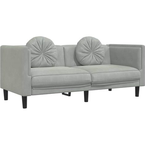 Sofá con cojines 2 plazas terciopelo gris claro vidaXL