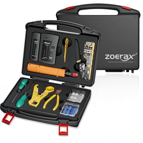 11 in 1 RJ45 Network Tool Kit - Crimping Pliers, RJ45 Tester, 110/88 Punching Tool, Stripper, Cutter, Connectors and Cat6 Boots (1/5)