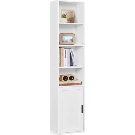 ORION91® - Open Shelf Bookcase with 4 Adjustable Shelves, White Melamine, 24 x 31.8 x 175 cm, Ideal for Home Office and Bedroom Organization, Supports 10 kg per Shelf, Easy to Assemble (1/5)