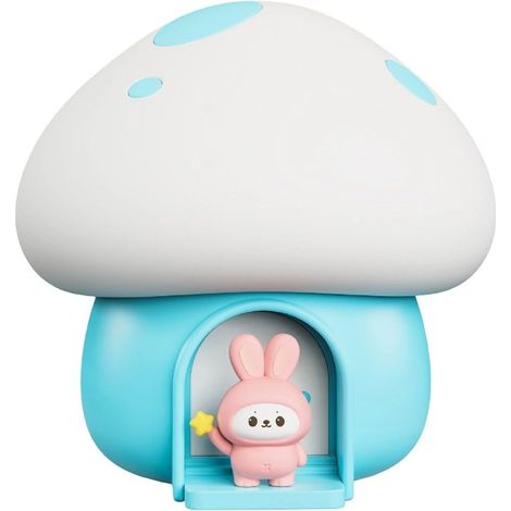 Veilleuse Rechargeable USB en Silicone, Lampe De Chevet Mignonne en Forme De Champignon, Lampe De Nuit Douce pour Décoration De Chambre-Bleu (1/5)