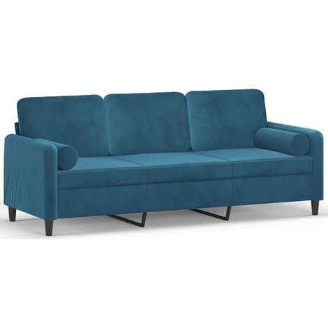 Canapé 3 places,Sofa pour Salon,Banquette avec oreillers décoratifs bleu 180 cm velours CFW828657 (1/5)