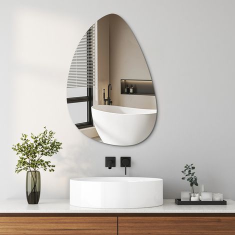 Asymmetrischer Spiegel 65 x 90 cm Badspiegel Organischer Wandspiegel Dekorative Spiegel für Badezimmer Wohnzimmer Schlafzimmer Gäste WC