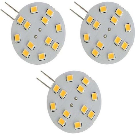 3 Ampopules LED G4 2W 220 lumens 12 LED SMD, blanc chaud 3000K (1/4)