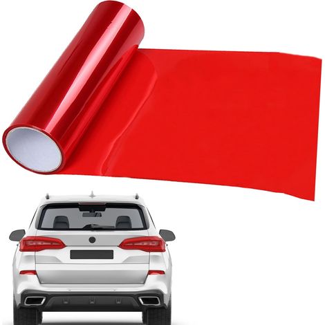 Film teinté Autocollant pour Voiture, Film teinté Rouge Transparent découpable, autocollant pour feux arrière, feux antibrouillard, feux arrière (120 x 30 cm, rouge) (1/5)