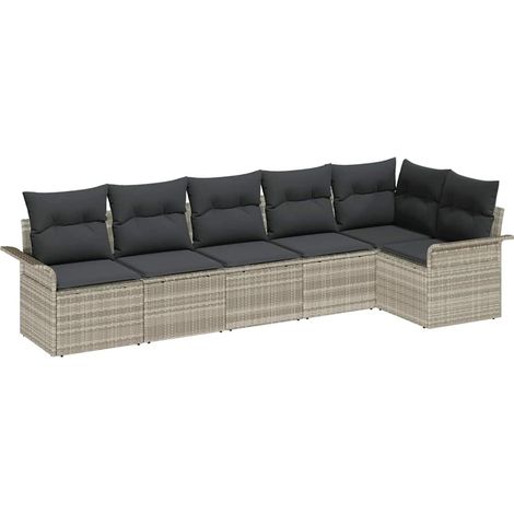 Maison Exclusive - Gartensofa-set mit Kissen 6 pcs Hellgrau Poly-