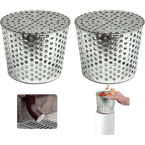 Filtros de canaletas de acero inoxidable, juego de 2 protectores de canaletas de 90-110 mm, filtro de canaletas de malla, rejilla de protección para canaletas contra hojas, filtro de canaletas para ev (1/5)