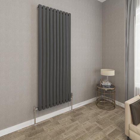 1600x590mm Anthracite Single Oval Column Radiator Vertical Modern Central Heating Radiators