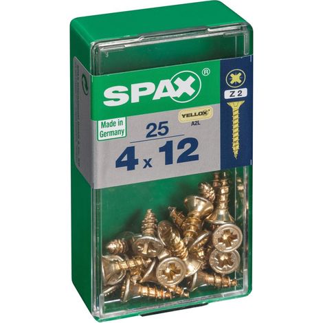 Caja de 25 unidades de tornillo para madera con cabeza plana en Yellox 4,0x12mm Spax (1/4)