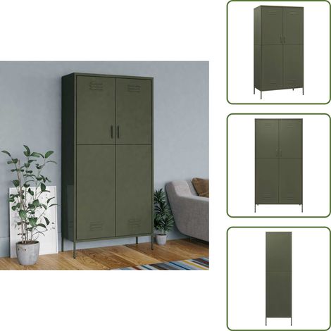 Garde-robe Vert olive 90x50x180 cm Acier - Armoire - Meuble De Rangement - Placard - Dressing - Wardrobe (1/5)