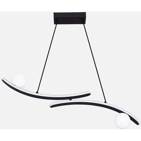 Suspension Fermoselle 24W+6W 4000K noire, orientable, 82x9 cm, 2550 lm