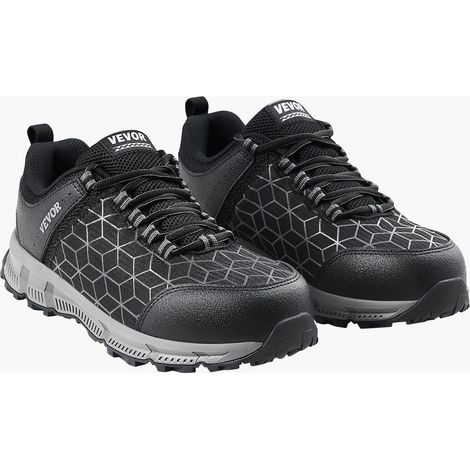 Chaussures à embout acier pour hommes, taille 11,5 US large, chaussures de sécurité hommes, chaussures de travail de construction industrielles, baskets de sécurité légères et respirantes, noir (1/5)