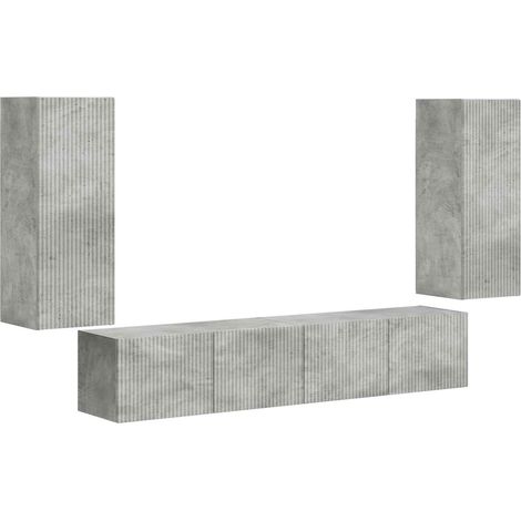 Maison Exclusive - TV-Wandregal-Set Wandmontiert 4 pcs Beton Grau