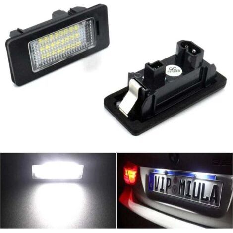 Lot de 2 feux de plaque d'immatriculation pour voiture B MW 1 3 5 X Series sans erreur 2 W 24 LED Blanc Éclairage de plaque d'immatriculation arrière Remplacement direct X5 X6 M3 E39