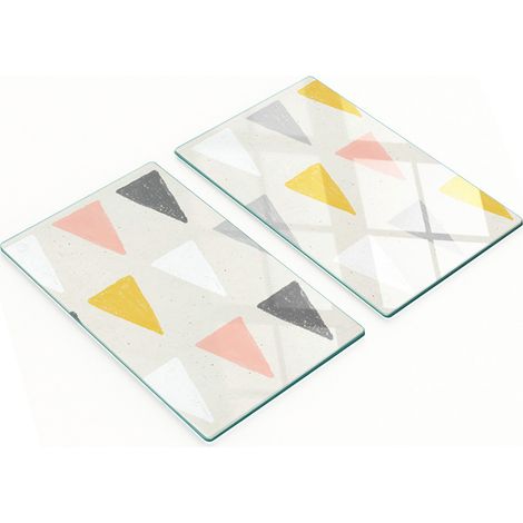 Küchenschneidebretter aus Glas mit Vintage-Dreiecksmotiven, 2 x 30 x 52 cm (1/5)