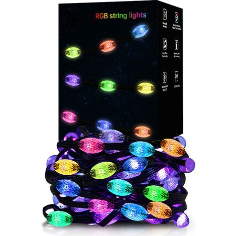 Guirlande lumineuse LED intelligente à motif diamant de 5 mètres et 33 lampes, éclairage d'ambiance extérieur et intérieur de 10 mètres et 66 lampes contrôlé par application, lumières LED décoratives (1/2)