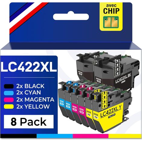 Cartouches compatibles avec Brother LC422 LC422VAL pour MFC-J5340DW MFC-J5740DW MFC-J6540DW MFC-J6940DW Multipack 8 Cartouches d'encre (1/5)