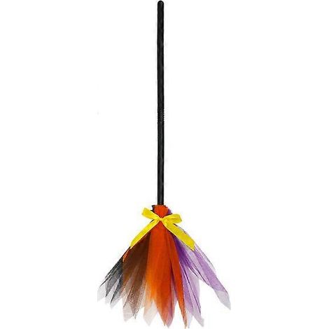 Balai de sorcière en plastique et gaze colorée de 60 cm, accessoire de fête d'Halloween, cadeau pour enfants, décoration d'Halloween pour la maison (1/5)