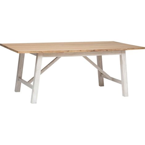 Atmosphera – Table à manger en bois d'acacia 200x100cm pour 6 personnes – Style romantique – Hauteur 76cm – À monter soi-même