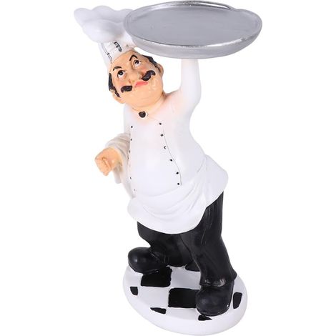 Ornement de Chef Cuisine Stable Style Européen en Résine Blanche Sculpture de Cuisinier Décorative pour Restaurant et Bistro (1/5)