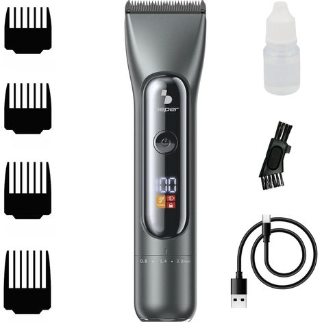 BEPER P304CAP010 Tagliacapelli uomo professionale, Lame in Titanio e Ceramica, Display LED, 4 pettini regolatori, 2 velocità, Autonomia 3h, Ricarica USB-C, Uso a filo e Cordless (1/5)