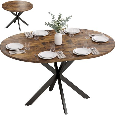 Table à manger extensible 4-6 personnes, style industriel, pieds en X, brun rustique (1/5)