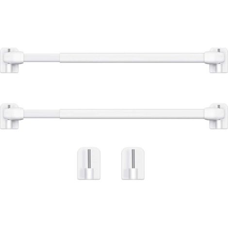 Tringle à Rideau en Plastique Réglable Tringle à Rideau Extensible pour Fenêtre Barres d'Armoire Tige de Tension Crochets de Tringle à Rideau Adhésive, 40-60cm (Blanc,2pcs) (1/5)