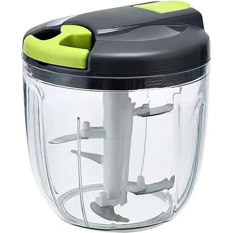 Hachoir à légumes manuel avec lames en acier inoxydable 900 ml, coupe-oignons, hachoir à ail, robot culinaire manuel adapté (1/5)