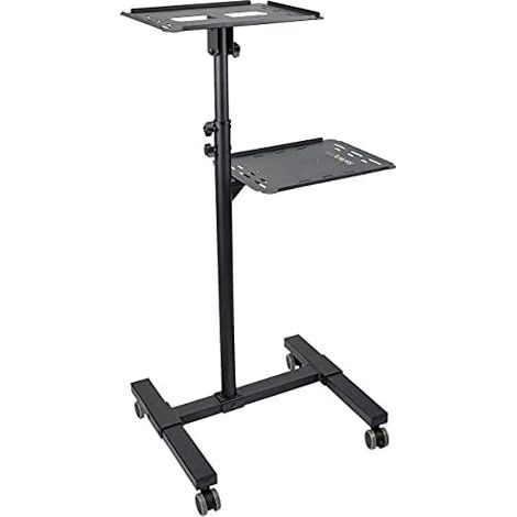 StarTech.com Mobiler Projektor- und Laptop-Ständer/Wagen - Tragbarer Hochleistungs-Projektorständer (2 Ablagen, halten jeweils 22lb/10kg) - Höhenverstellbarer rollender Präsentationswagen mit feststel (1/5)