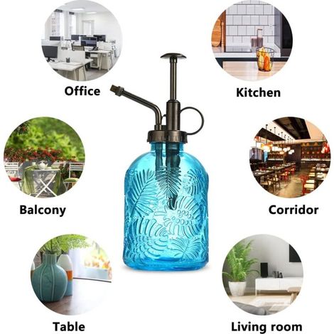 Verre Plantes Vaporisateur D'arrosage, 360ML Rétro avec Pompe Supérieure Arrosoir, Pulvérisateur Brumisateur pour Jardinage Plantes (1/4)