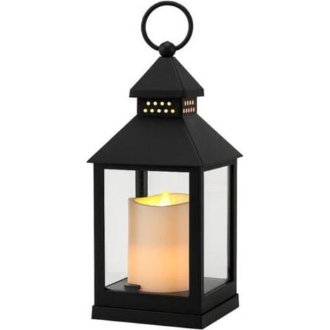 Longziming - Lanterne LED vintage avec effet bougie vacillante sans flamme - Lanterne décorative suspendue avec minuterie pour un éclairage d'ambiance (1/5)