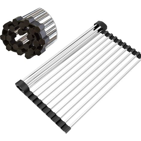 Aufrollbarer Geschirrabtropfer für die Spüle, multifunktionaler Abtropfkorb, tragbarer Abtropfkorb (43 x 30 cm)
