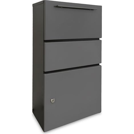 Weatherproof metal parcel box dark gray lockable 227458965 227458965 (1/5)