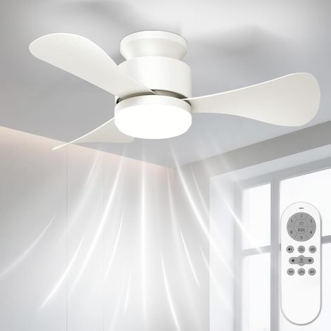 71cm Ventilateur Plafond avec Lumiere Silencieux, Petit Plafonnier Ventilateur Plafond avec Telecommande et Réversible DC Moteur, LED Lampe Ventilateur Plafond pour Chambre Salon Cuisine (1/5)