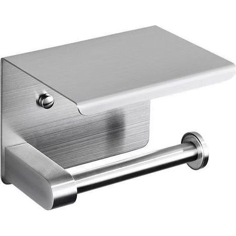 304 Stainless Steel Toilet Paper Holder - Modern silver design, installs with screws or 3M adhesive.