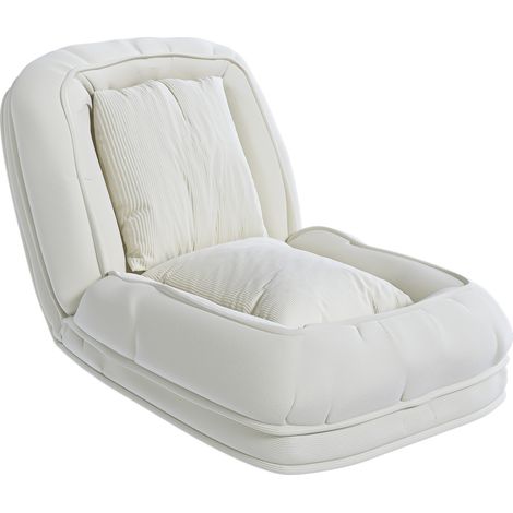 Divano letto pieghevole ergonomico a 5 posizioni con 2 cuscini in velluto crema HOMVRA (1/5)