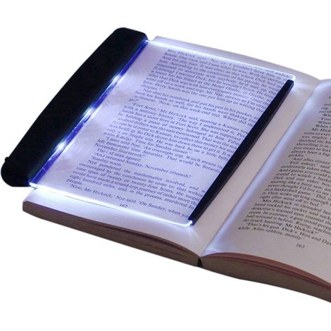 Lampe De Lecture LED - Plaque Plate 14,5 x 17 x 2,5 cm - Alimentée Par 3 Piles AAA - Pour Lecture En Lit Chambre Voiture - Noir - 1 Pièce