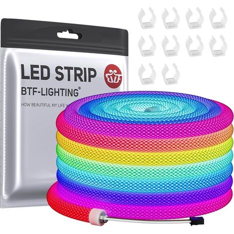 WS2811 IC RGB LED Strip Neon 5M 50LEDs/m 5V IP67 Addressable  5M Neon LED Strip 360° Round Flexible Chasing Effect for Home Decoration, TV Backlight, Games and Party Band Only. (1/5)
