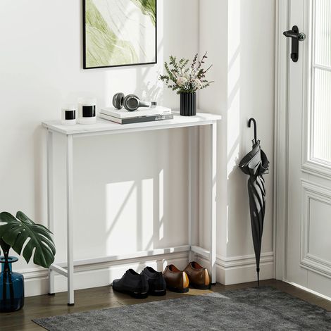 Table console Hall avec coussinets ajustables de haute qualité, anti-basculement 75 x 24 x 76 cm pour le blanc de la petite pièce (1/4)