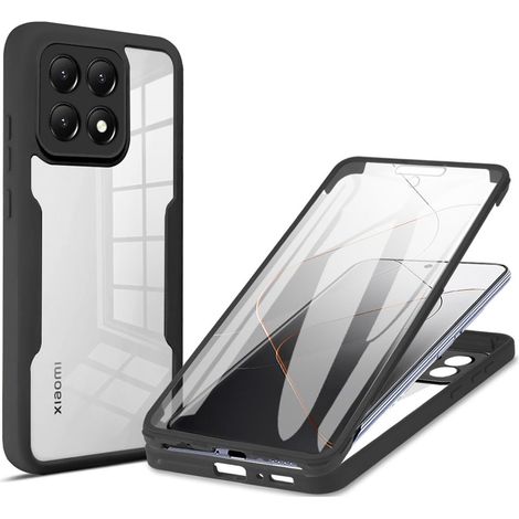 Coque pour Xiaomi 15T 5G, Protection D'écran Intégrée Housse Antichoc Militaire Double Face, Case Bumper Anti-Rayures en Silicone Transparent à 360°. Noir (1/5)