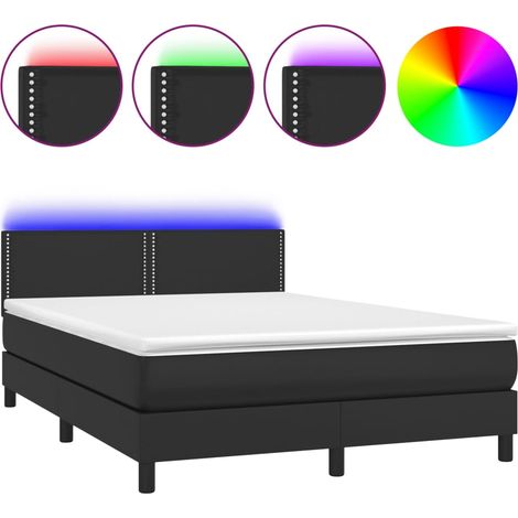 Maison Exclusive - Boxspringbett mit Matratze & LED Schwarz 140x2