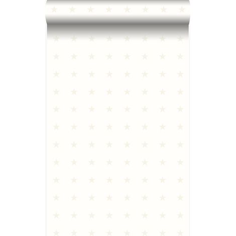 papier peint petites étoiles blanc mat et argent brillant  - Origin Wallcoverings