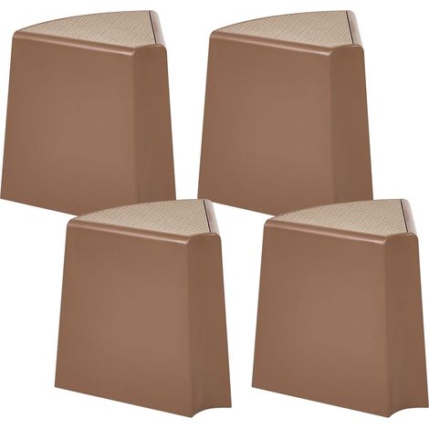 Set of 4 Garden Stools Brown Synthetic Material Garden Patio Extra Seats Stacking Footstool EVROS (1/5)